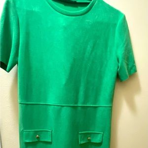 ZARA green Round Neck Short Sleeve Dress Sz M